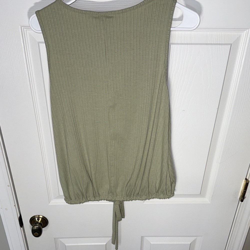 Daytrip Sage Green Cutout Tank Top with adjustable tie waist - Picture 5 of 6